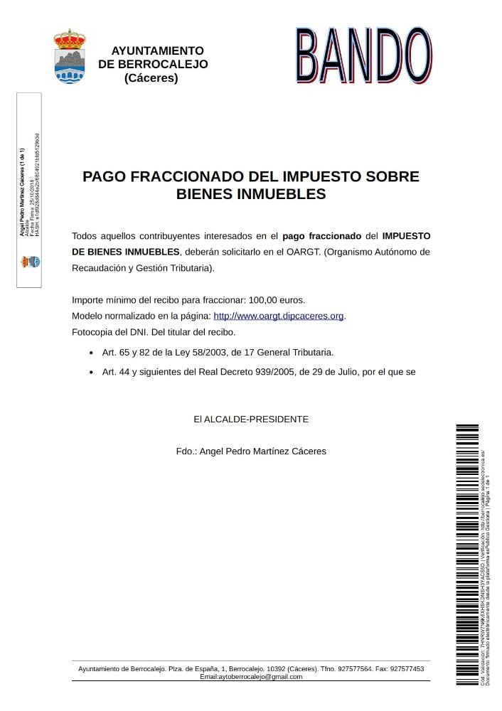Imagen BANDO PAGO FRACCIONADO RECIBOS IBI